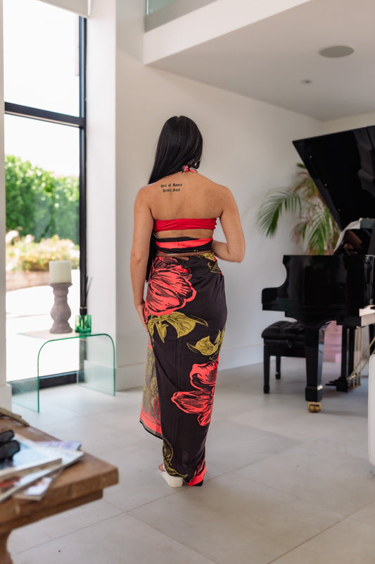 Crimson Bloom - UPF50+ Sarong