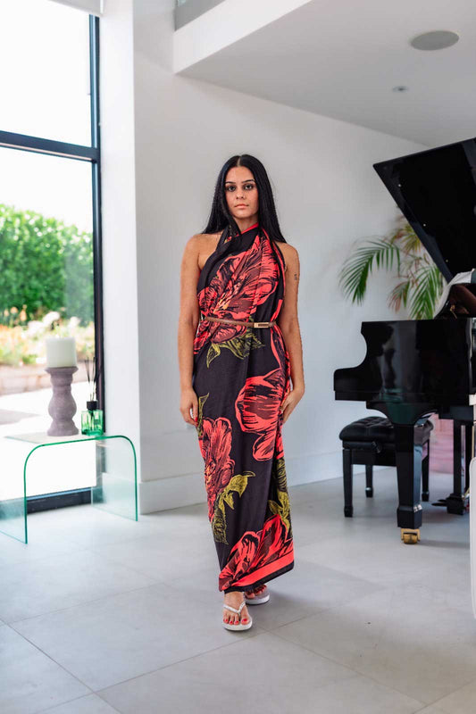 Crimson Bloom - UPF50+ Sarong