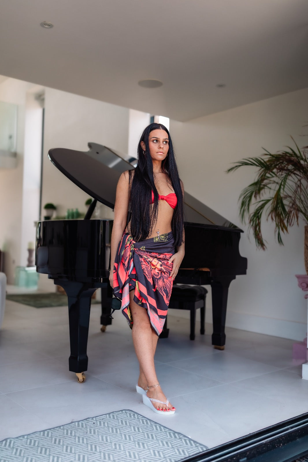 Crimson Bloom - UPF50+ Sarong